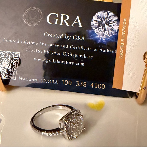 Moissanite Ring Sz. 8 & Jewelry Case. - Picture 3 of 9